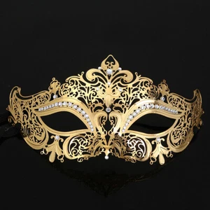 VENETIAN Masquerade Halloween Fancy Face Eye Mask Lady women Metallic Crystal - Picture 1 of 14