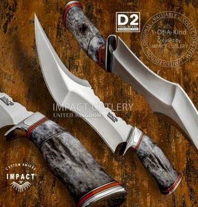 Model # 4746 Custom D2 Steel Bowie Knife by Impact Cutlery Bone Handle - Picture 1 of 14