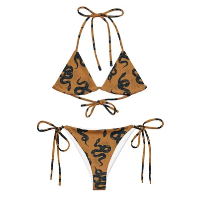 Snake Print String Bikini - Triangle Bikini Set - Image 1 of 3