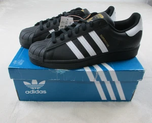 NEW Adidas Superstar Shoes Mens 10 Black White EG4959 Trefoil Sneakers 01 - Picture 1 of 13