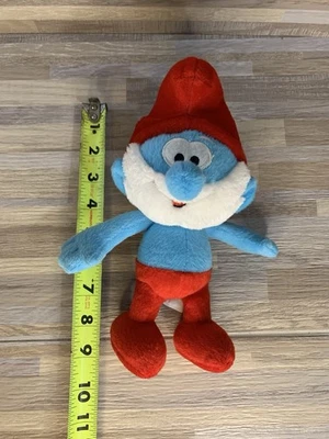 The Smurfs Papa Smurf Blue Red Hat Grandpa Plush Stuffed Animal 2010 - Image 1 of 4
