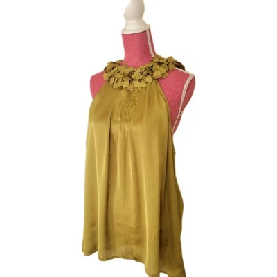 Фиолетовый Claire XL оборкой шеи с бретелью через шею Chartreuse шелковистый верхний офис праздник - Изображение 1 из 4