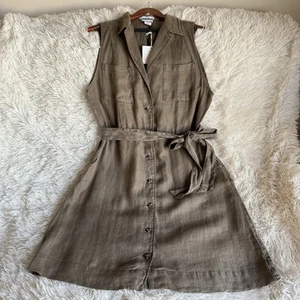 Vestido para mujer Nicole Miller talla 12 color verde aspecto vintage lino 100 % nuevo con etiquetas - Imagen 1 de 6