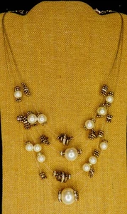 Chico's Necklace, 4-strand with faux pearls & rhinestones, 18"-22" - Picture 1 of 4