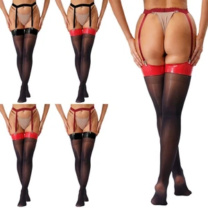 Mujeres Medias recortadas Medias sedosas Tirantes Lencería Ropa de dormir Pantimedias Aceite - Imagen 1 de 63