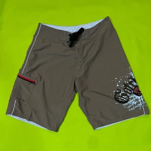 Y2K Gotcha Board Shorts Mens Size 34 Swim Trunks Beach Surf Gray Graphic - Picture 1 of 7