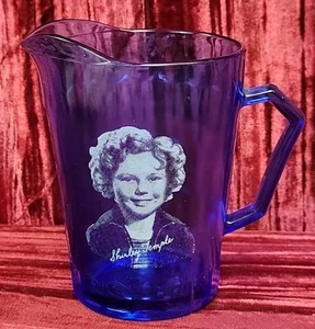 Vintage 1930's Hazel Atlas Shirley Temple Blue Depression Glass Creamer Pitcher - Picture 1 of 15