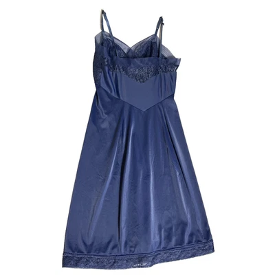 Vestido Completo Vintage Van Raalte Slip SUAVE Nylon Talla 34 Azul Marino Encaje Hecho en EE. UU. Foto 1 de 4