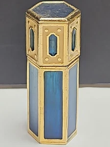 Vintage Estee Lauder Blue Enamel Goldtone Bottle Perfume Screw Top Empty - Picture 1 of 13