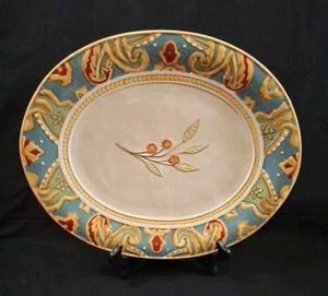 Fitz And Floyd Carissa Paisley 15" Oval Serving Platter HP Designs Florals China - Picture 1 of 11