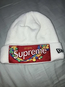 White Supreme Skittles New Era Embroidered Double Sided Beanie - Picture 1 of 3