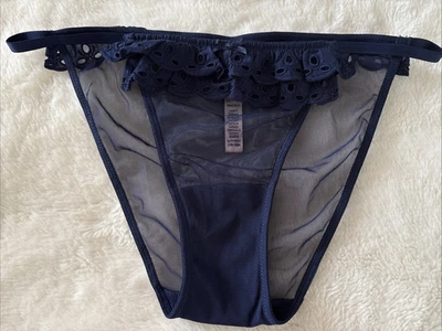 Victoria's Secret Bragas Tanga Bikini Panty Dream Angels Azul Volantes Pequeña S Foto 1 de 4
