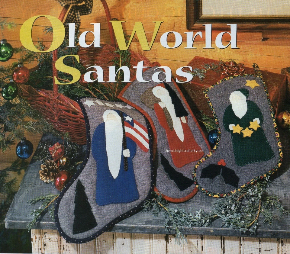 Patrón de edredón Old World Santas piezas/aplicación LL Foto 1 de 1