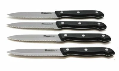 Ronco Showtime Six Star #14 Stainless Steel Kitchen Black Steak Knife Set Cutler