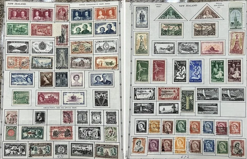 NEW ZEALAND STAMP LOT ON ALBUM PAGE MINT USED COLLECTION QUEEN ELIZABETH II Cover