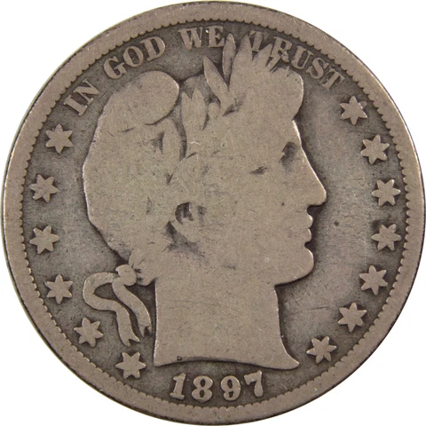 1897 S Barber Half Dollar G Good 90% Silver 50c Coin SKU:I4934 Cover