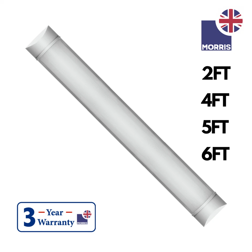 LED Batten Slimline Tube Light 2FT 3FT 4FT 5FT 6FT  Wall/Ceiling Morris 6000k - Image 1 of 4