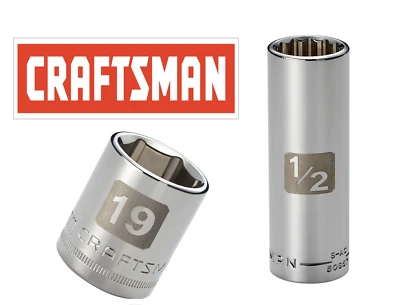 Craftsman Easy Read Socket 1/2 or 3/8" Drive Shallow or Deep Metric mm/SAE Inch - Image 1 of 3