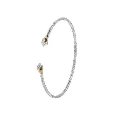 Charles Garnier 6.75" Sterling Silver 14k Yellow Gold 2ctw Diamond Cuff Bracelet Foto 1 de 2