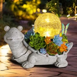 Afirst Solar Garden Statues Outdoor Figurines Turtle with Succulent Lawn Orna... - Picture 1 of 7