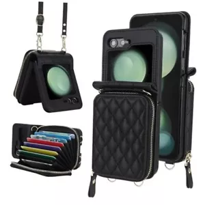 for Samsung Case with Card Holder and Adjustable Galaxy Z Flip 6 021-Black - Picture 1 of 7