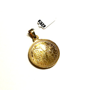 14k Yellow Gold Unisex Talisman Pendant - Luck Symbol St. Konstantinos & Helen