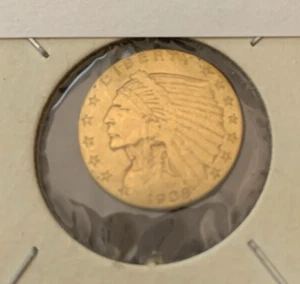 1908 INDIAN $2 1/2 GOLD COIN - Picture 1 of 2