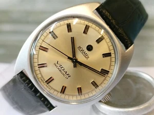 ROAMER VIDAR 17 JEWELS WINDING GOLDEN DIAL SWISS MEN'S FULLY WORKING CONDITION - Picture 1 of 22
