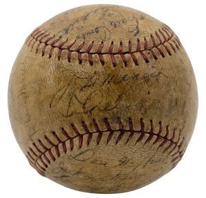 Lou Gehrig 1937 New York Yankees World Series Champs Team Signed Baseball JSA - Picture 1 of 7