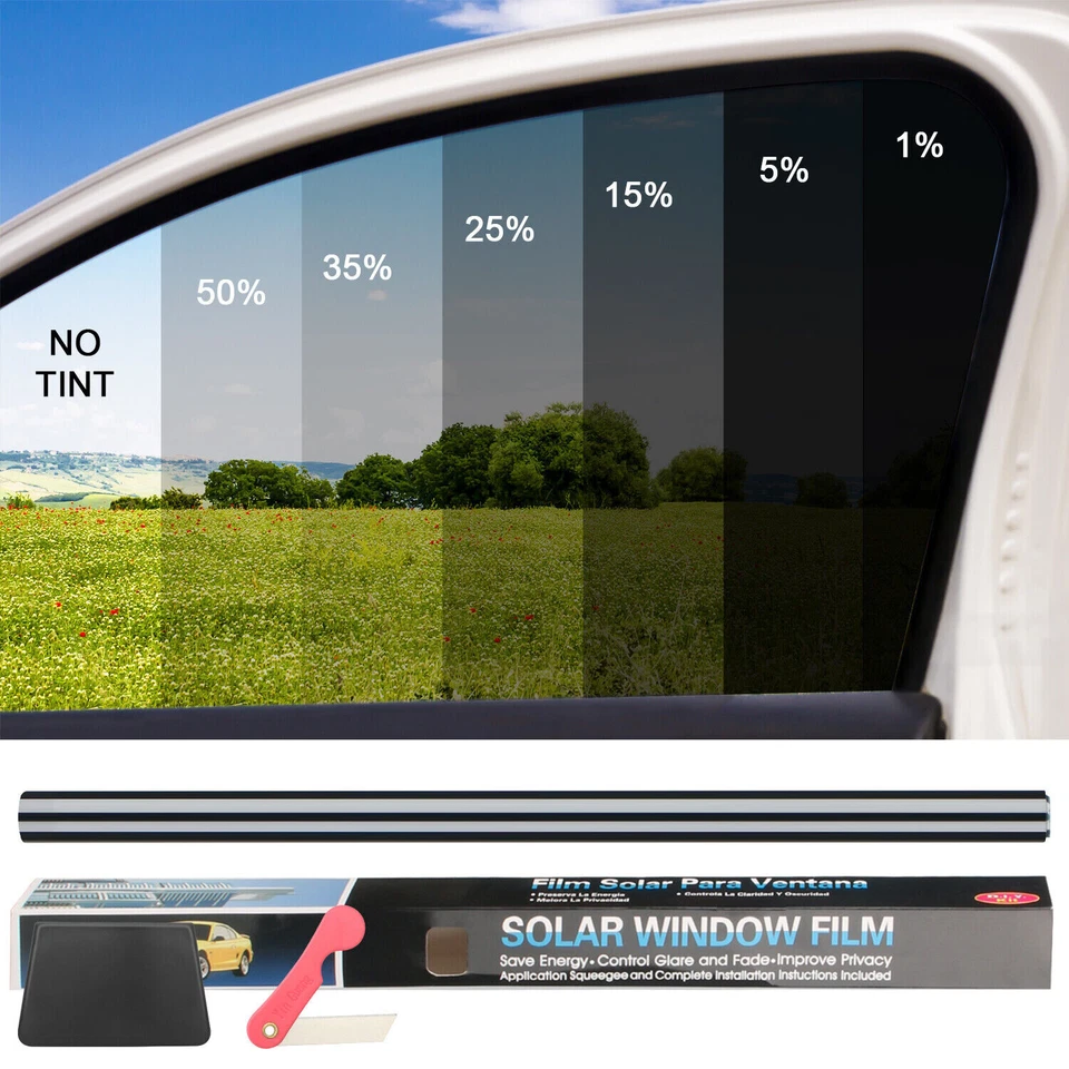 Rollo de película de protección solar de vidrio automático - tinte negro de verano para ventanas de automóviles Foto 1 de 4