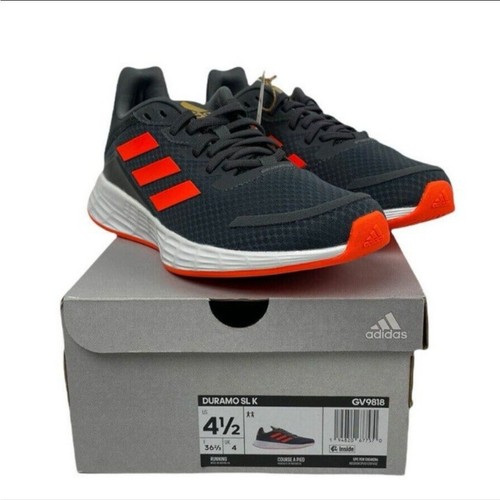 Scarpe da corsa Adidas unisex grandi bambini Duramo SL K grigio rosso bianco taglia 4 5 nuove