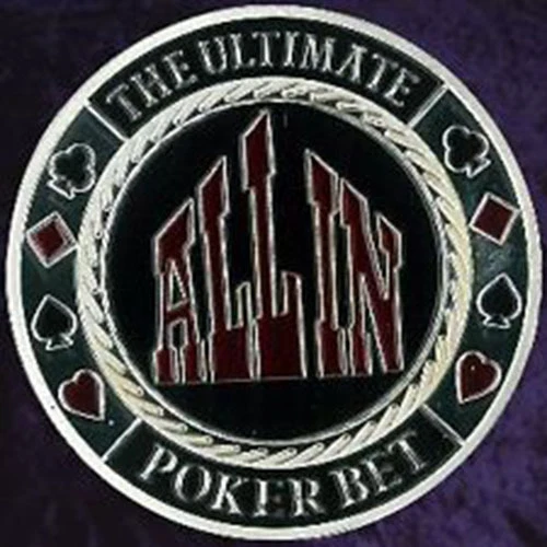 Card Guard Silver "ALL IN" - Poker Texas Hold'em - Metallo - Lucky Coin - Immagine 1 di 1