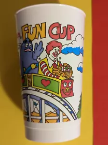 Vintage 1983 McDonald's Fun Cup Roller Coaster Plastic Cup - Rare 80s Sweetheart - Picture 1 of 19