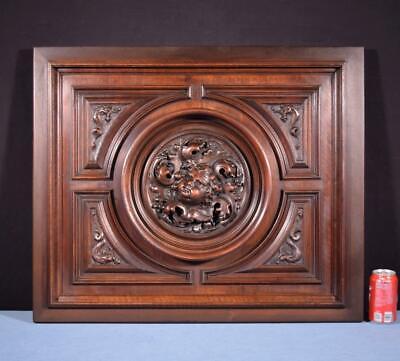 *Large Antique French Panel In Solid Walnut Wood With Cherub Highly Carved • 695£