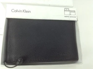 Men's CALVIN KLEIN Black Leather PassCase Wallet - $40 MSRP - 25% off - Picture 1 of 9