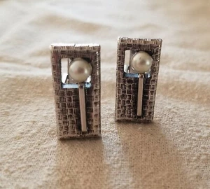 Vintage Antique Faux Pearl Cufflinks, Judy Lee Cuff Links Retro 1950-1970 - Picture 1 of 7