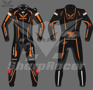 Traje de moto de cuero Sharp Racer SPR - naranja, negro unisex equipo de carreras - Imagen 1 de 3