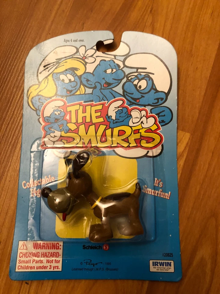 Asmurfs Gray Puppy Smurf Friend Grey Dog RARE Vintage Figure Toy PVC Peyo 20405