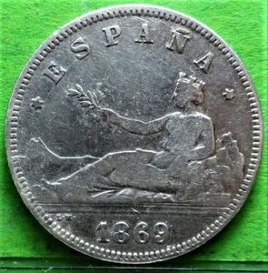GOBIERNO PROVISIONAL-1ª REPUBLICA, 2 Pesetas, 1869 *18-69. Ag - Picture 1 of 2