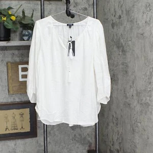 Jones New York Womens White 3/4 Sleeve Split Tunic Top 10835708 XL - Picture 1 of 5