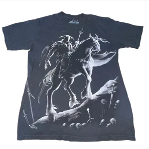 Camicia nera The Mountain Pale Horse Rider Grim Reaper teschio fantasia scura piccola - Foto 1 di 6