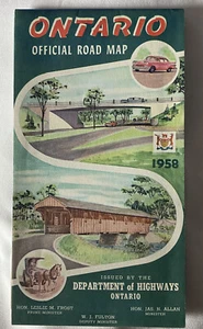 Vintage Ontario Official Road Map 1958 Canada Highway Tourism Travel Foldout EXC - Picture 1 of 2