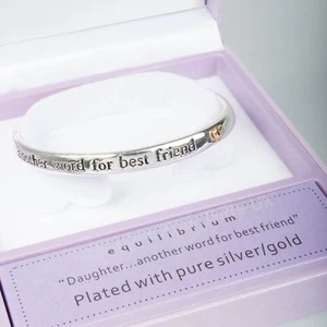 Silver Plated Bangle Inscribed Daughter Another Word For Best Friend - Picture 1 of 4