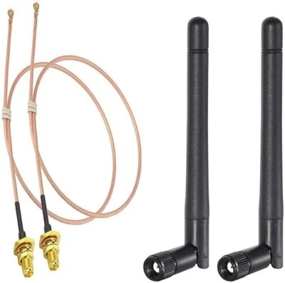 2pcs Bingfu Dual Band WiFi Antenna MIMO RP-SMA Male ,12inch u.fl to RP-SMA Cable - Image 1 of 4