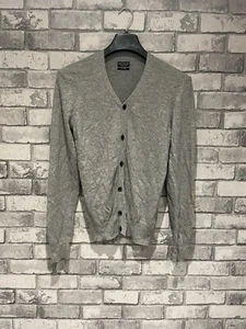 Herren All Saints Patch grau Strickjacke gerippt Ellbogen Patch Größe Small selten MK080B - Bild 1 von 4