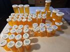 Lot 56 Empty Medicine Pill Plastic Amber Bottles Containers Prescription Crafts
