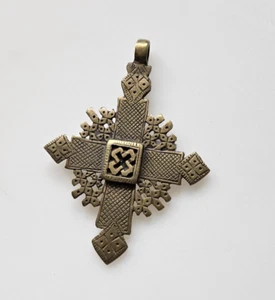 Ethiopian Coptic Cross Pendant, brass pendant, Orthodox cross brass jewelry - Picture 1 of 9