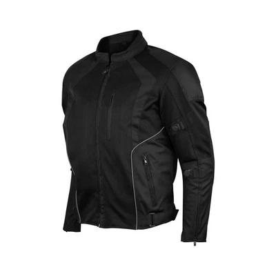 Mens Black Mesh Motorcycle Jacket with CE Armor - Image 1 of 4