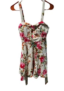 Ixia Retro Pinup Floral Mini Dress Small Flare Tie & Zip Back - Picture 1 of 10