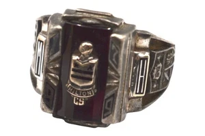Vintage 1979 Hilton Cadets Class Ring – Argentus Red Stone – Size 8.5 - Picture 1 of 11